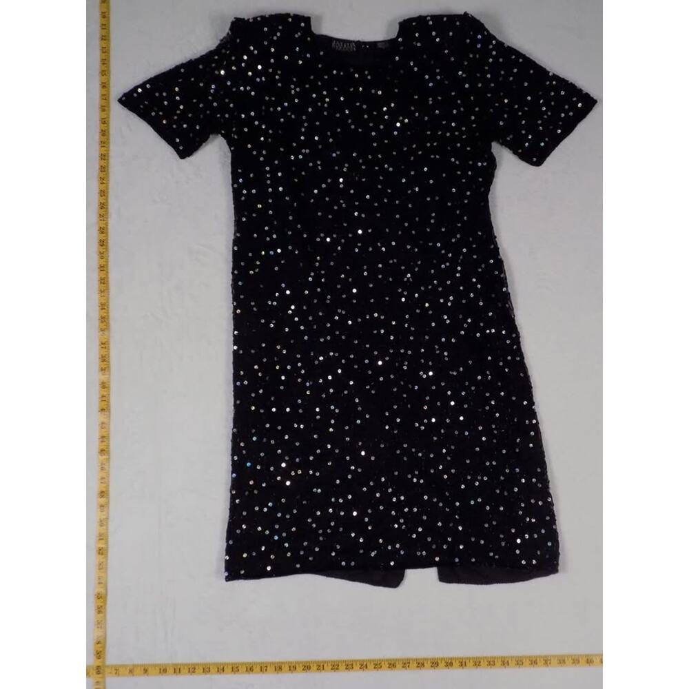 Vintage Jakelin Designs Sequin Beaded Black Dress Size 1X
